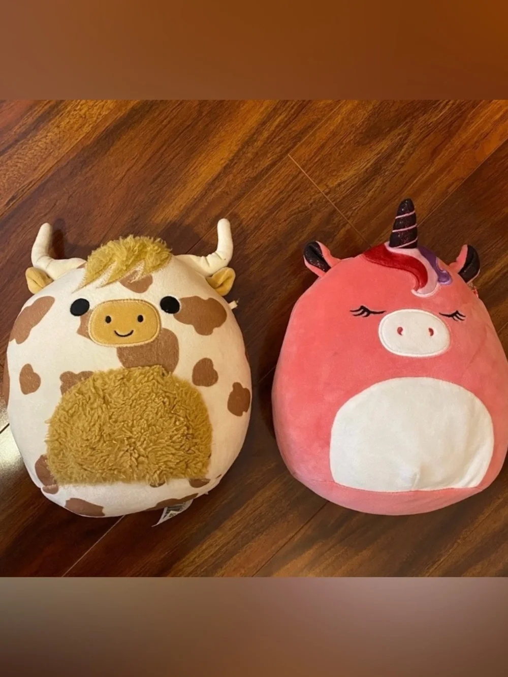 Squishmallows Pink and Brown Cow Plush Pillow Pair